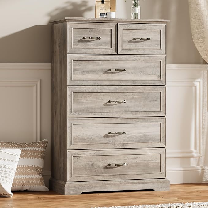 6 Drawer Dresser for Bedroom, Rustic Farmhouse Dresser by Thacuok