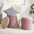 Round Ottoman with Storage Set of 2, Vanity Stool with Storage by RoyalWindsor