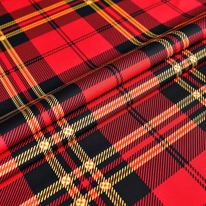 Red Tartan Waterproof Plaid Christmas Tablecloth Fabric - Image 7