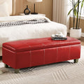 51" Faux Leather Storage Ottoman, Stitch Tufted Rectangle Upholstered End of by WUTUTUEE