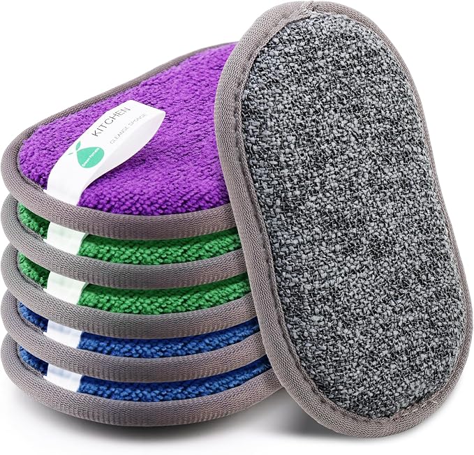 Multipurpose Sponges Kitchen, 6 Pack Reusable Non-Scratch Scrub Sponge by GREENPOMELO