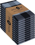 Native Fab 12 Pack Buffalo Check Kitchen Dish Towels, Washable 16"x26" by NativeFab