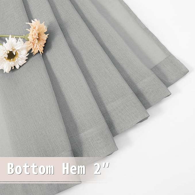 Tollpiz Short Sheer Door Curtains Closet Linen Textured Curtains Sheer Doorway - Image 7