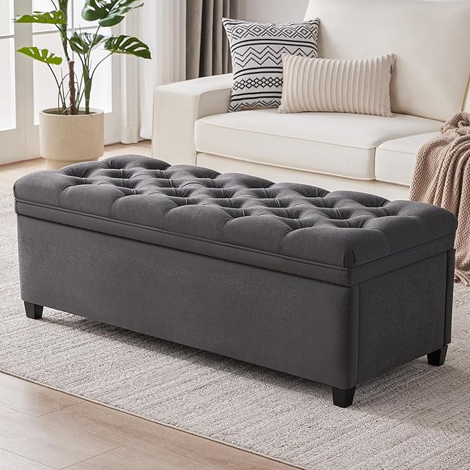 50" Storage Ottoman Bench, Tufted Ottoman by Mangodan