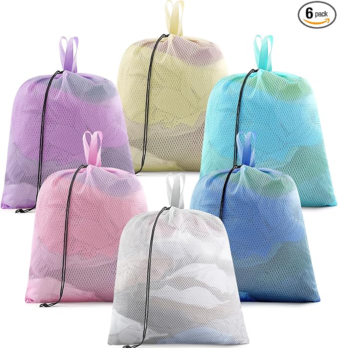 6 Pack 20 x 17 Inches Colorful Mesh Laundry Bag by Wesnoy