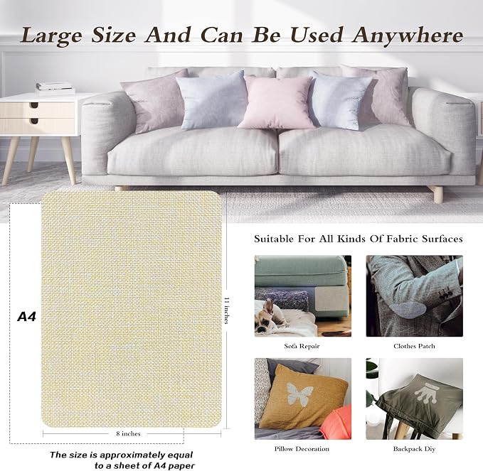 Coarse Linen Repair Patches, Self-Adhesive Linen Fabric Patches, 8X11 inch - Image 4