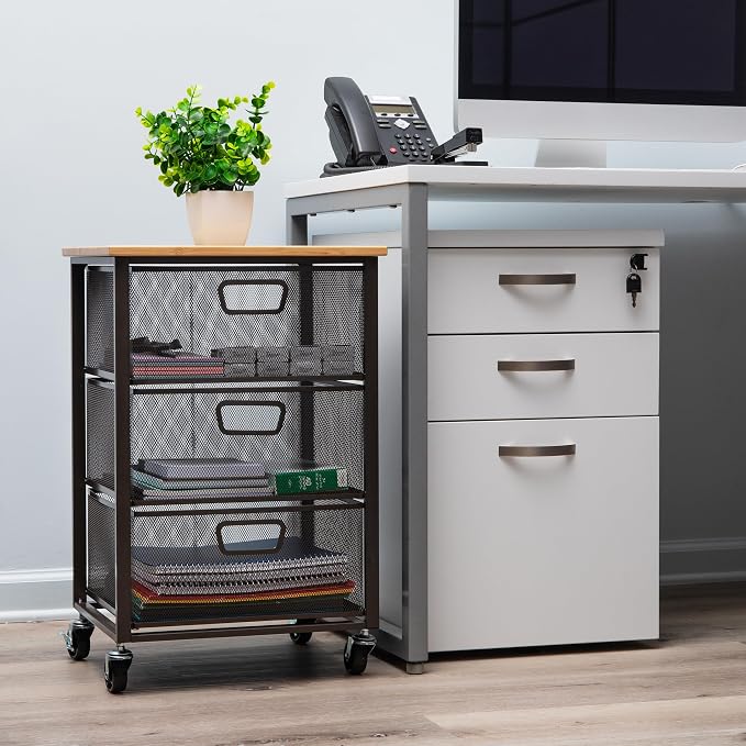 Mind Reader 3-Drawer Rolling Storage Cart, Office Organizer - Image 2