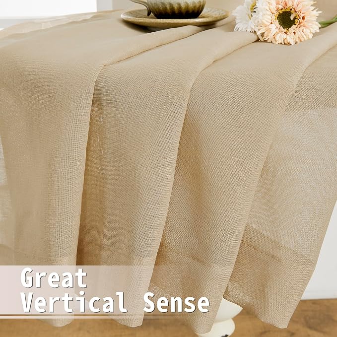 Tollpiz Sheer Door Curtains Closet Linen Textured Curtains Sheer Doorway Light - Image 6