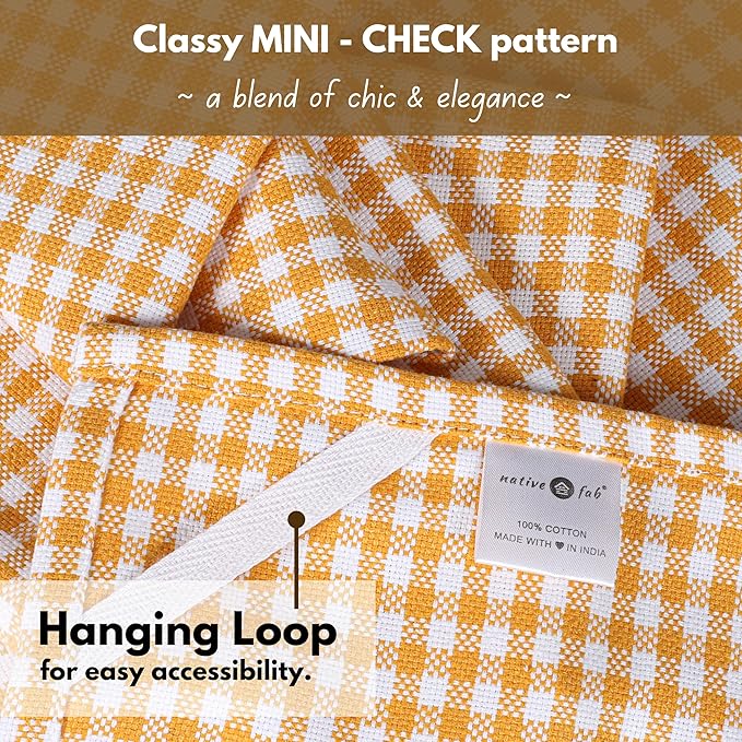 Native Fab 6 Pack Gingham Mini Check Kitchen Hand Towels Set - Image 4