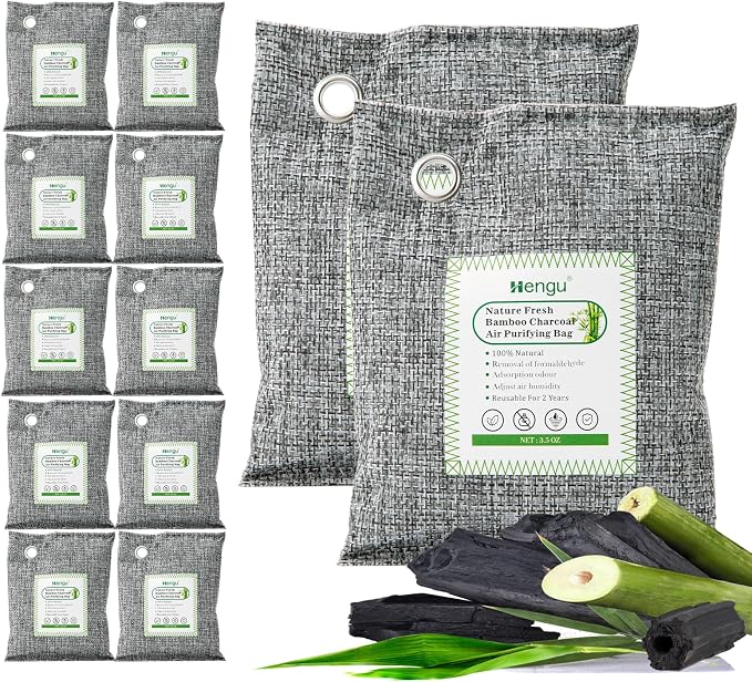 Activated Charcoal Odor Absorber, Natural Charcoal Bags Odor Absorber Bamboo - Image 7