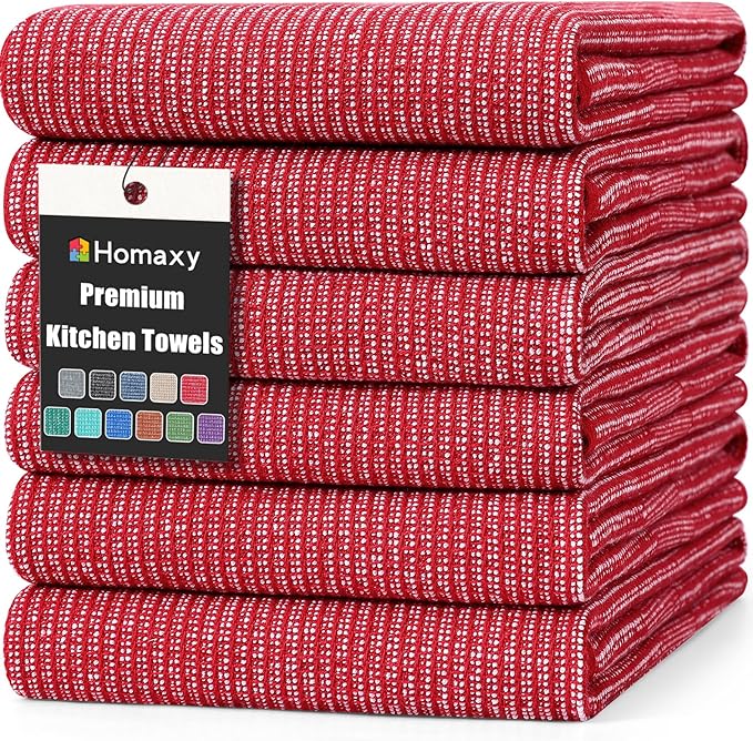 Homaxy Premium Kitchen Towels, Large Cotton Kitchen Hand Towels, Flat and Terry by Homaxy