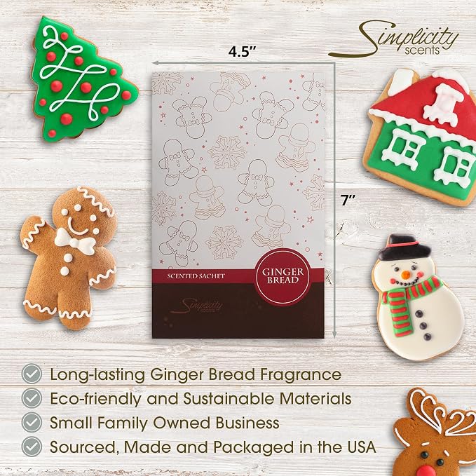 Simplicity Scents Gingerbread Scented Sachets Pack of 6, Fall & Winter - Image 3