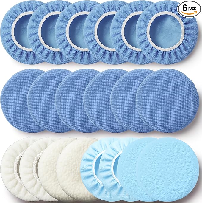 6 Pack Buffing Pads, Polishing Pad Covers, Microfiber & Wool by Unknown
