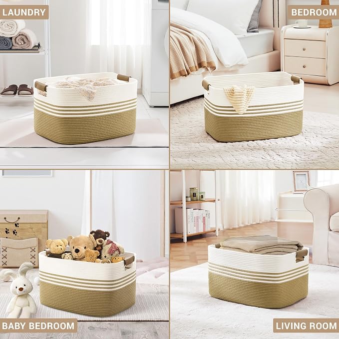 72L Large Laundry Basket with Leather Handles - Image 4