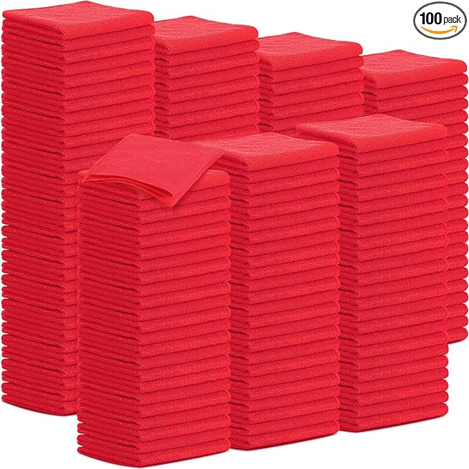 Tenare 100 Pack 12'' x 12'' Microfiber Cleaning Cloths Reusable Cleaning Rags by Tenare
