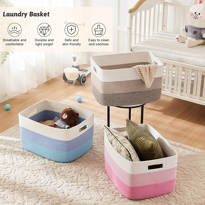 Blanket Basket, Rectangle Woven Baskets - Image 6
