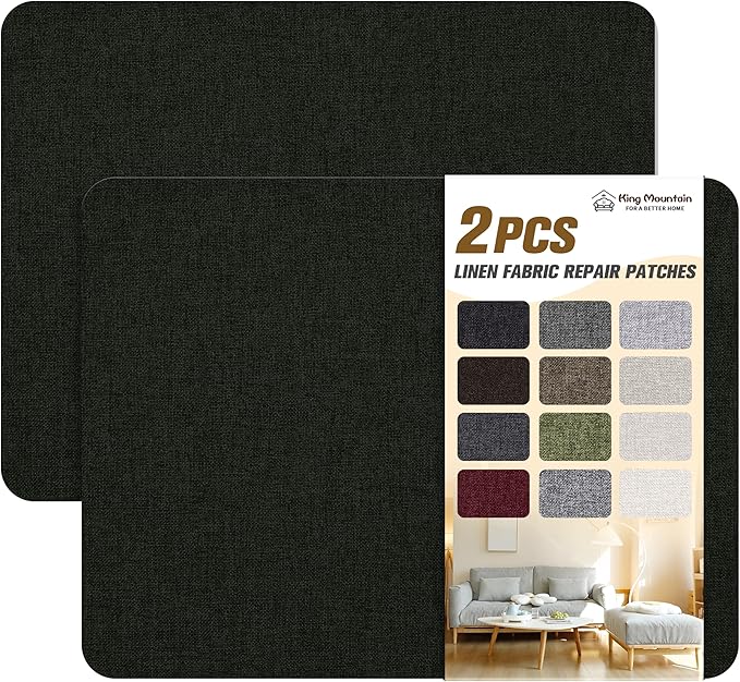KING MOUNTAIN Fine Linen Repair Patches, Self-Adhesive Fabric, 8X11 Inch 2 PCS by ForABetterHomeLife