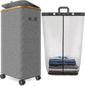 Laundry Hamper with Wheels, 29 Gal Laundry Basket with lid Rolling Clothes by Wuevu