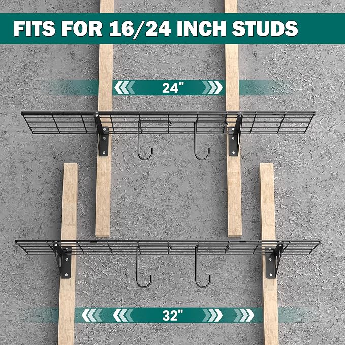 EVERHANGER Garage Wall Shelves, 12 X 48 Inch Wall Mounted Storage Shelves - Image 4