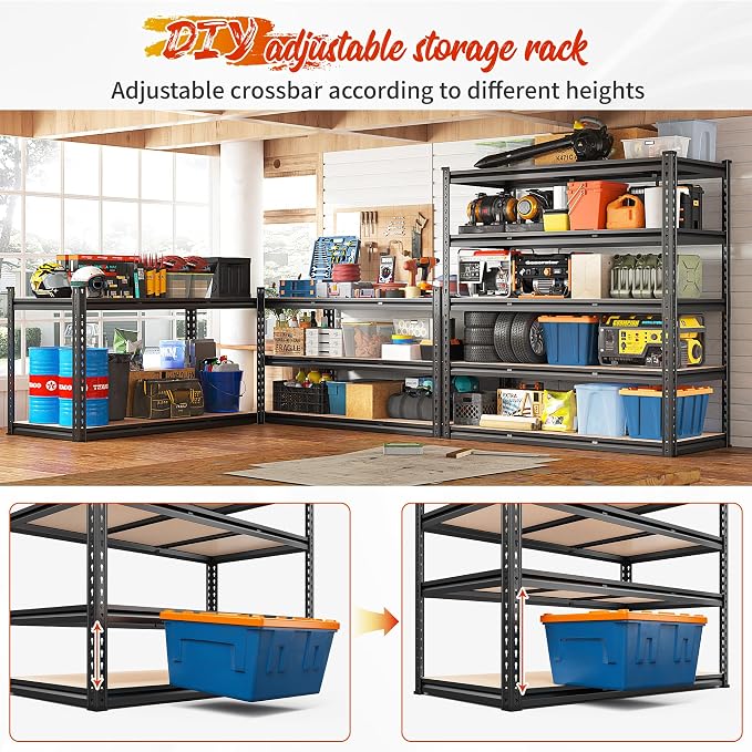 REIBII 48" W Garage Shelving Heavy Duty 3020LBS Storage Shelves 5 Tier Heavy - Image 4