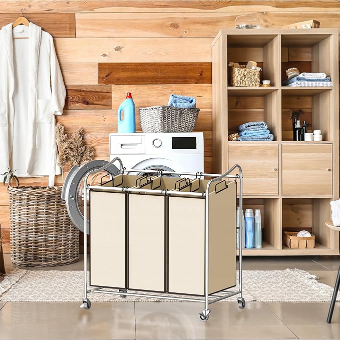 Simple Houseware Heavy-Duty 3-Bag Laundry Sorter Cart - Image 5