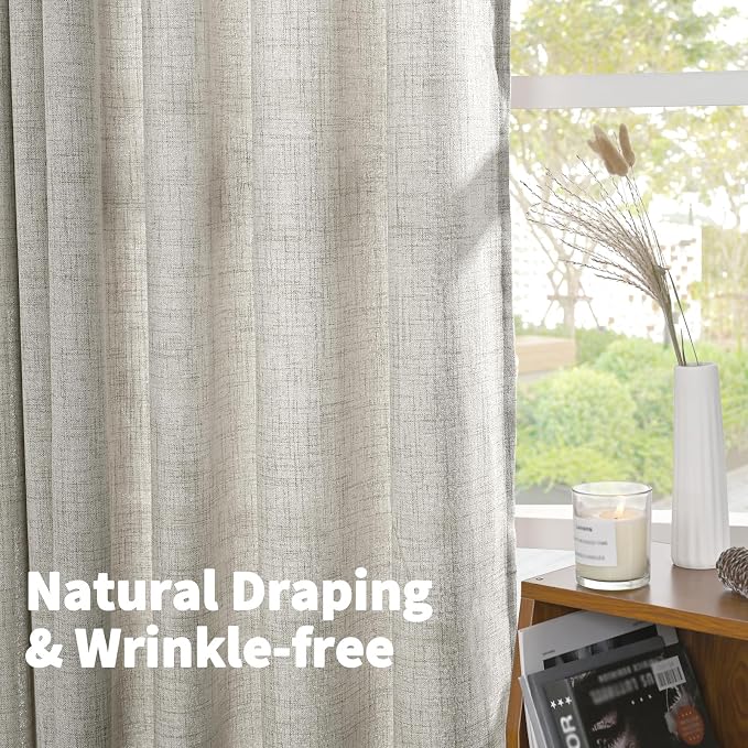 YoungsTex Dark Grey Linen Curtains 80 Inch Length - Image 3