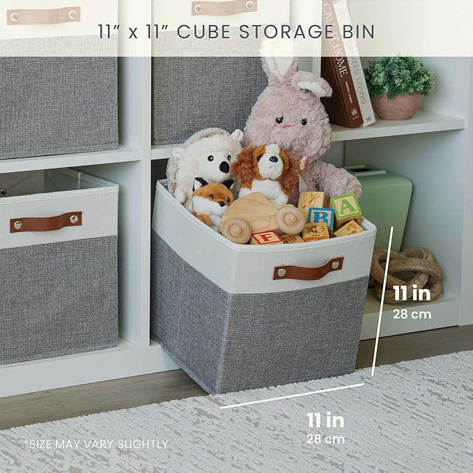 OrganiHaus 11x11 Fabric Cubes Storage Bins Set of 4, Foldable Collapsible - Image 2