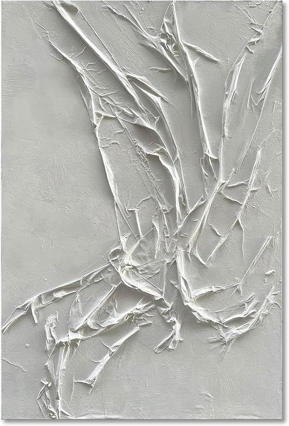 NANKAI Hand-Painted White Texture Abstract Art Painting Minimalist Art Home by NANKAIOilPaintingArt