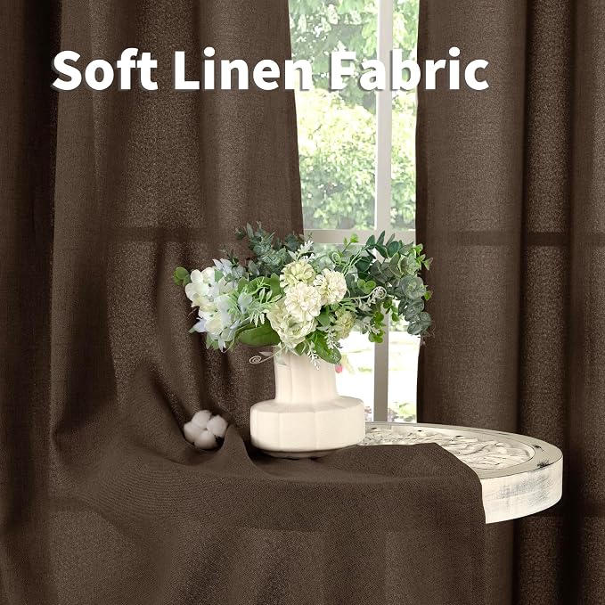 YoungsTex Brown Linen Cafe Curtains 36 Inches Long - Image 7