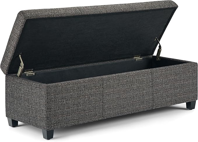 SIMPLIHOME Avalon 48 inch Wide Contemporary Rectangle Storage Ottoman Bench in - Image 5