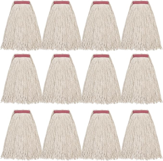 MATTHEW CLEANING 16oz 12Pack Cotton Mop Head Replacement, Cotton Looped-Open by MATTHEWCLEANINGPRODUCTS