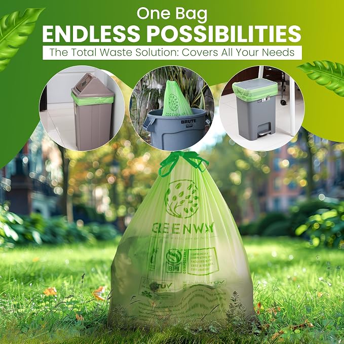 GREENWAY 13 Gallon Compostable Trash Bags Drawstring, 50 Bags, Heavy Duty Extra - Image 5