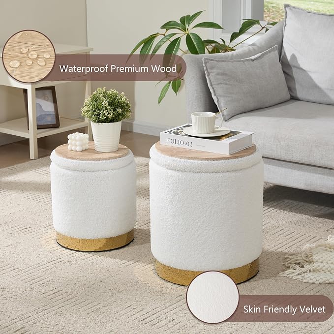 Royal Windsor Boucle Round Ottoman - Image 6