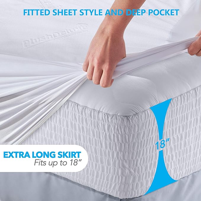 PlushDeluxe Premium Bamboo Mattress Protector – Twin XL Size, Waterproof - Image 3