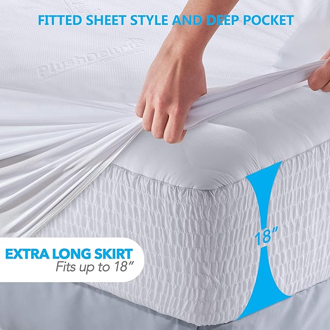 PlushDeluxe Premium Bamboo Mattress Protector – Queen Size, Waterproof - Image 4