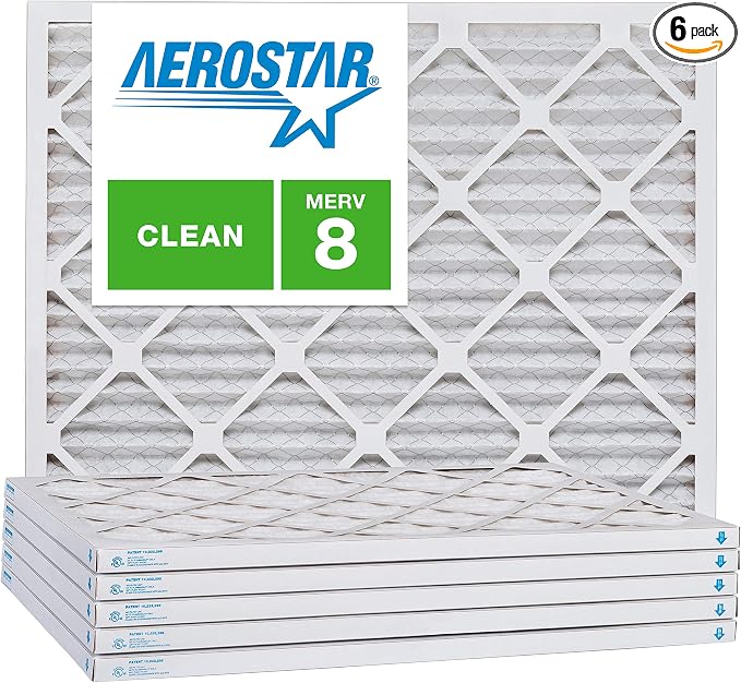 Aerostar 8x18x1 MERV 8, Pleated Air Filter, Box of 6, Made in the USA by AirFiltersDelivered
