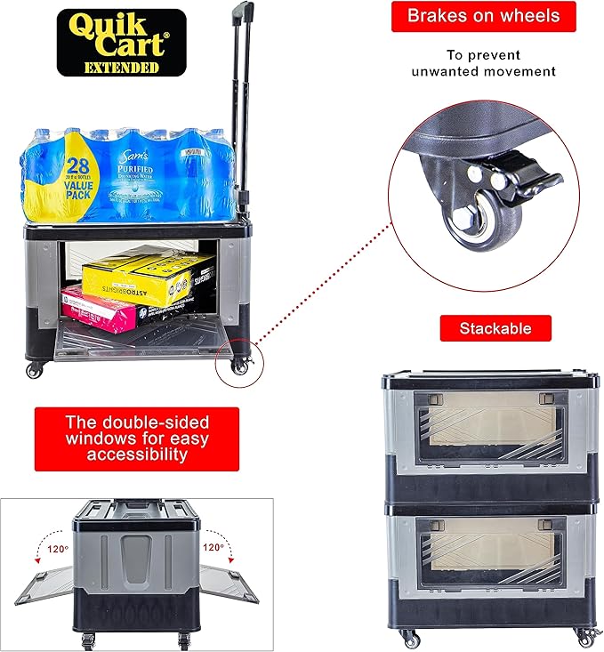 dbest products Quik Cart Extended Four Wheeled Rolling Crate Teacher Utility - Image 2