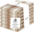 Kitchen Towels Set of 6 Brown/Ivory Checks 20x30 Inches 100% Cotton Highly by Gratico