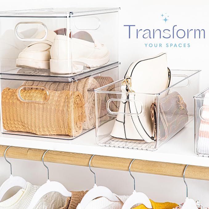 Plastic Food Storage 6 Pack Clear Container Bin - Image 5