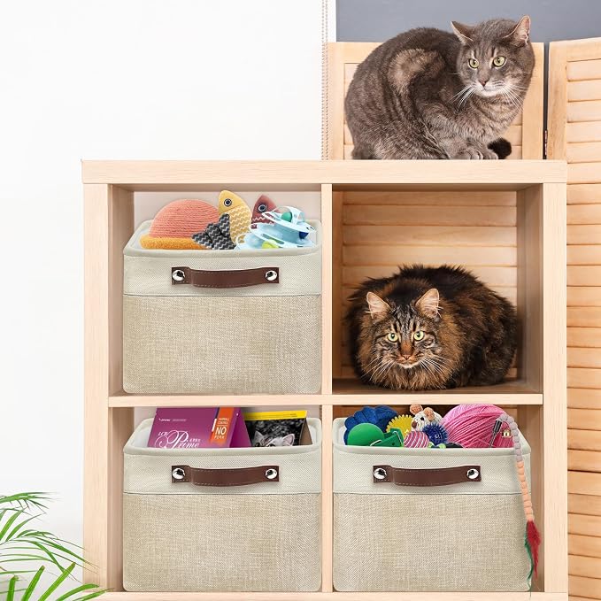 SIMPLE HOUSEWARE Large Fabric Storage Bin, 3 Pack - Image 7