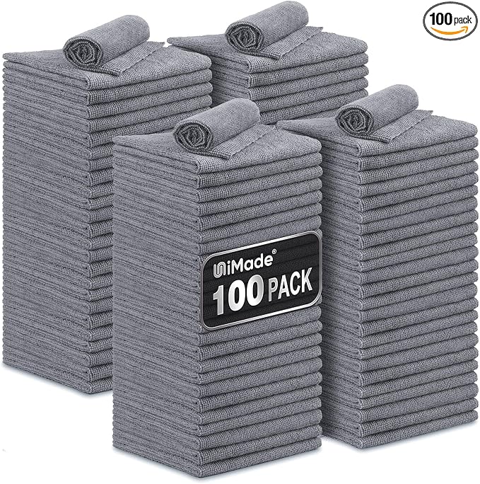 Microfiber Cleaning Cloth, 100 Pack Microfiber Towels by Unimade