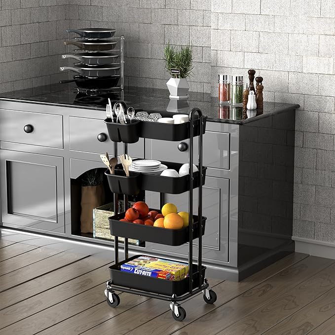Simple Houseware 4-Tier Multifunctional Rolling Utility Cart - Image 3
