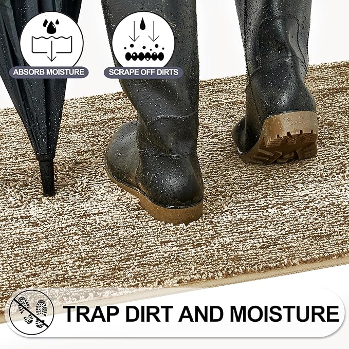 REFETONE Indoor Doormat, Front Door Mat 24"x36" Absorbent Rubber Backing Non - Image 5