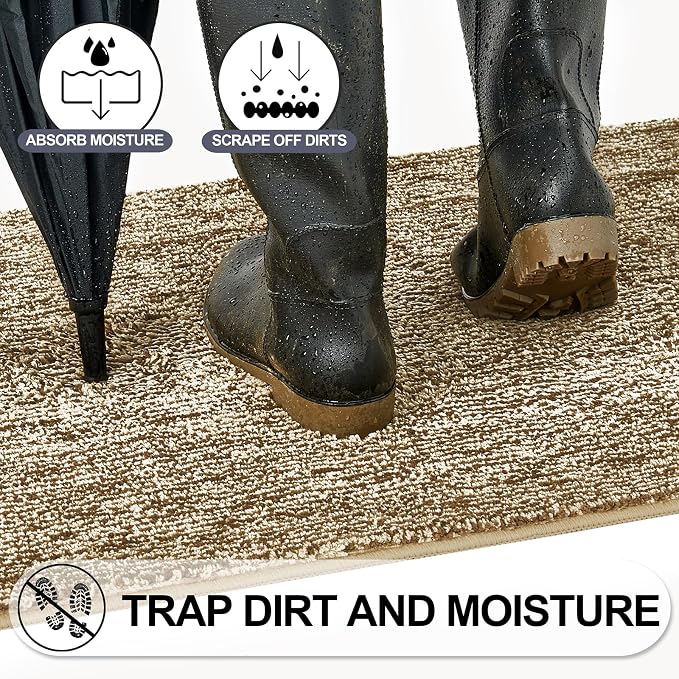 REFETONE Indoor Doormat, Front Door Mat 36"x59" Absorbent Rubber Backing Non - Image 5