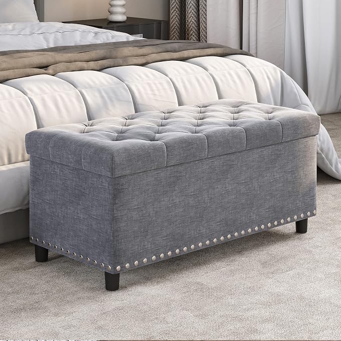 BELLEZE 35" Tufted Ottoman, Storage Bench - Image 5