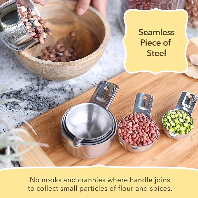 Simply Gourmet Measuring Cups Set of 7, 304 Premium Stainless Steel, Kitchen - Image 3