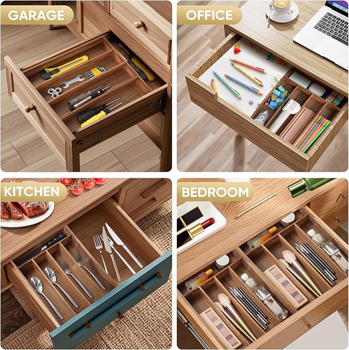 Silverware Organizer, 2 Pack 10 Inch Utensil Organizer Kitchen Drawer Organizer - Image 6