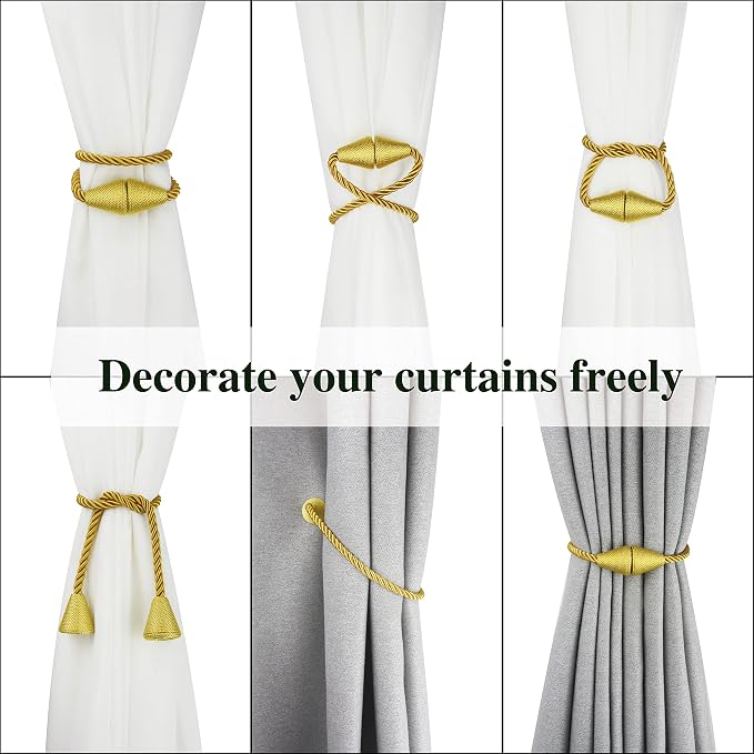 2 Pack Magnetic Curtain Tiebacks Rope Modern Handmade Curtain Tie Backs - Image 5