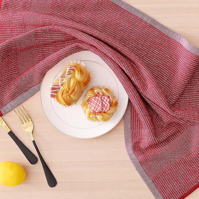 Homaxy Premium Kitchen Towels, Large Cotton Kitchen Hand Towels, Flat and Terry - Image 5