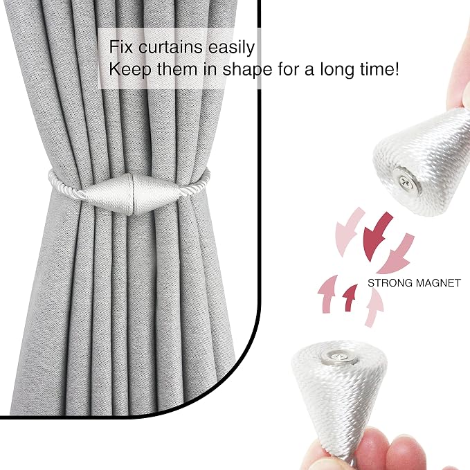 6 Pack Magnetic Curtain Tiebacks Rope Modern Handmade Curtain Tie Backs - Image 2
